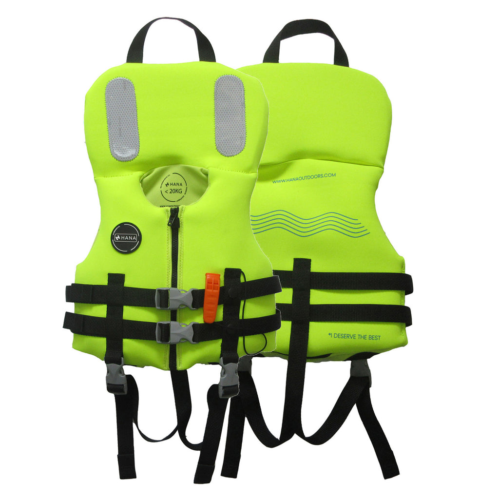Gilet de sauvetage enfant HANA Neo Safety Vest 100 N – vues de face et de dos