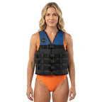 HANA Dual Sport 50 N life jacket, Navy – front view, worn by a woman