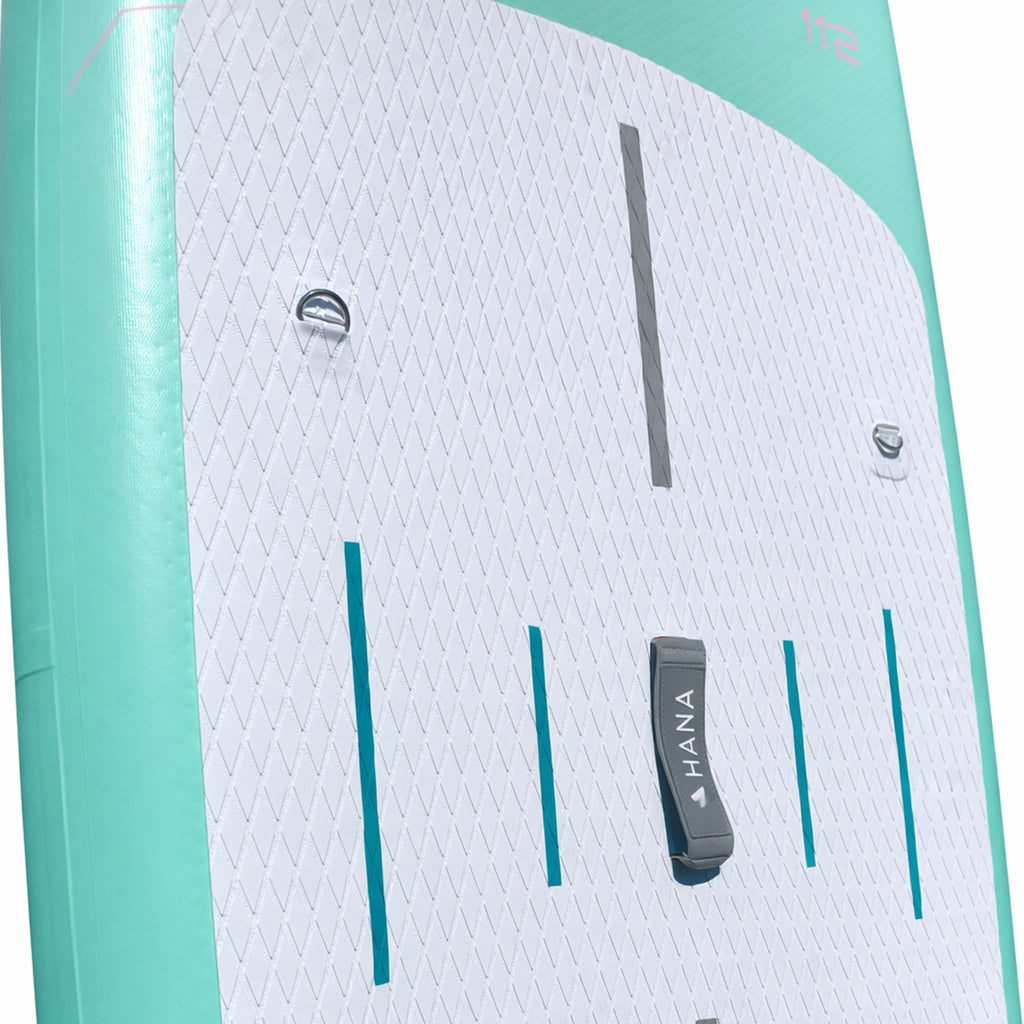 HANA California 2026 inflatable paddle board in Mint – rear deck detail