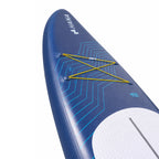 HANA California 2026 inflatable paddle board in Navy – nose with bungee storage net