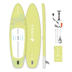 Aufblasbares SUP-Board HANA California 10’2 in Lemon – Komplettset mit Paddel, Pumpe, Leash und Tasche