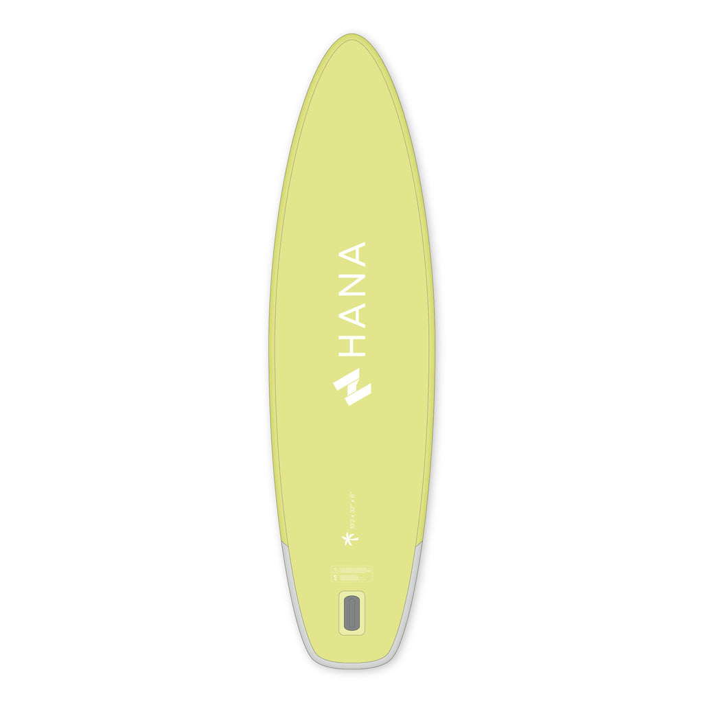 Aufblasbares SUP-Board HANA California 10’2 in Lemon – Board von unten