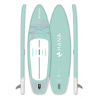 Paddle gonflable HANA California 10’2 coloris Mint – planche vue de dessus, de dessous et de profil