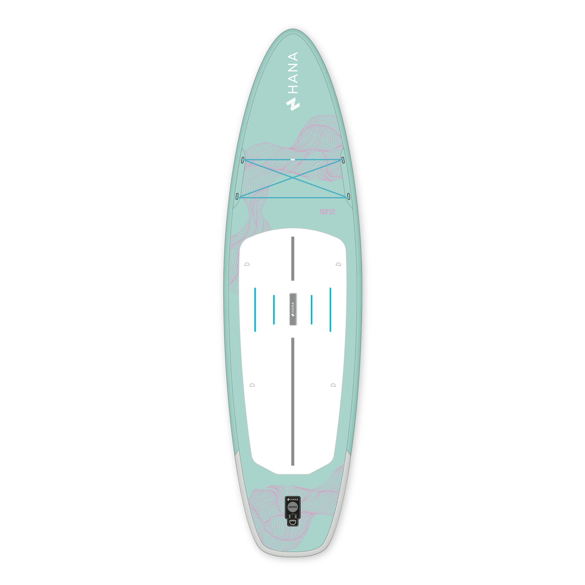 Paddle gonflable HANA California 10’2 coloris Mint – planche vue de dessus