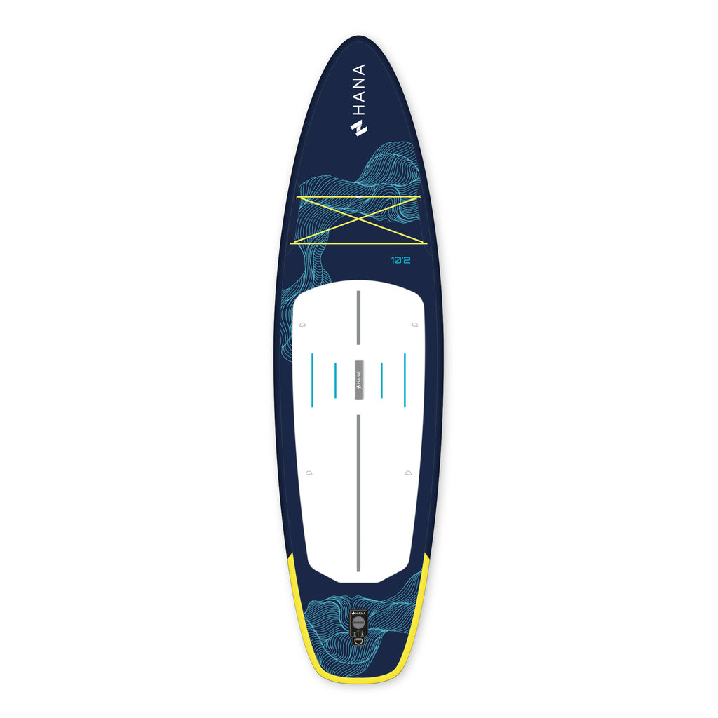 HANA California 10’2 inflatable paddle board in Navy – board top view