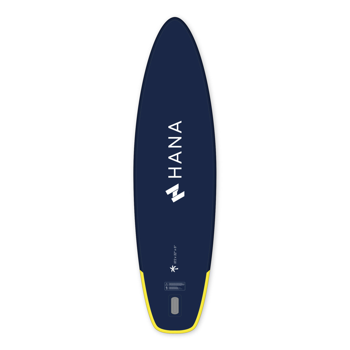 HANA California 10’2 inflatable paddle board in Navy – board bottom view