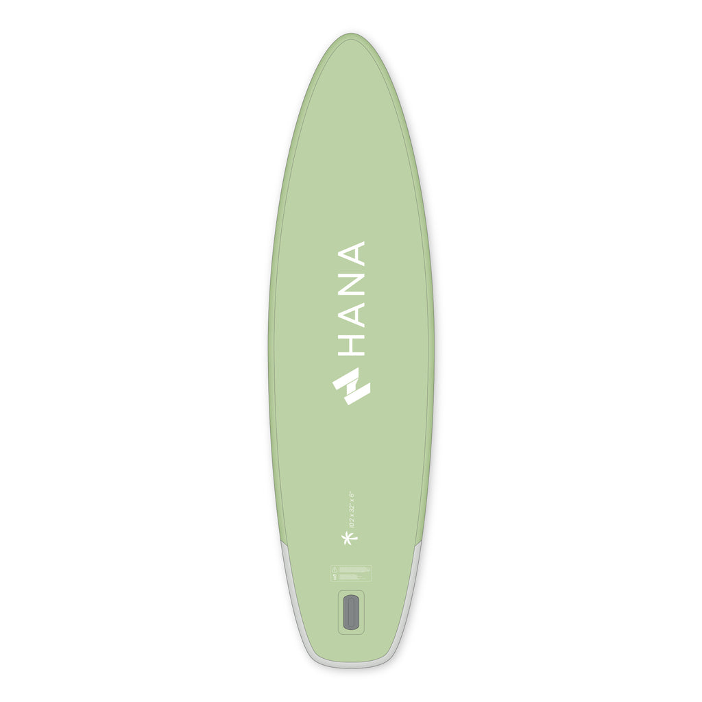 Paddle gonflable HANA California 10’2 coloris Olive – planche vue de dessous