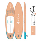 HANA California 10’2 inflatable paddle board in Peach – complete package with paddle, pump, leash and bag