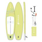 Paddle gonflable HANA California 11’2 coloris Lemon – pack complet avec pagaie, pompe, leash et sac