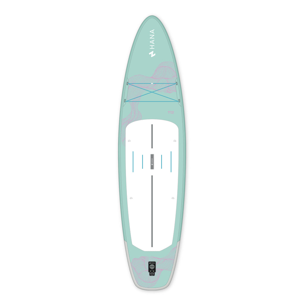 HANA California 11’2 inflatable paddle board in Mint – board top view