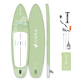 Paddle gonflable HANA California 11’2 coloris Olive – pack complet avec pagaie, pompe, leash et sac
