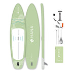Paddle gonflable HANA California 11’2 coloris Olive – pack complet avec pagaie, pompe, leash et sac