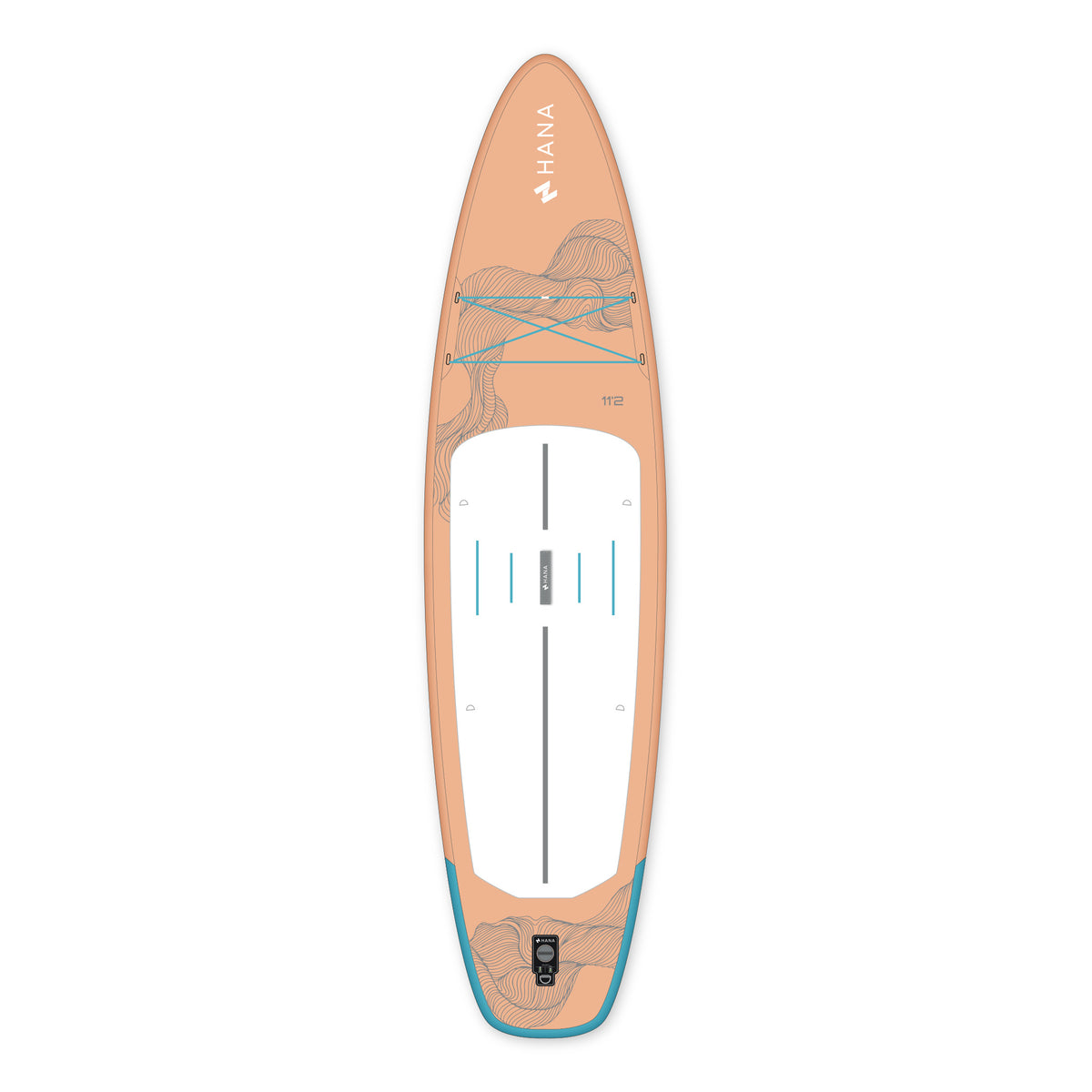 Paddle gonflable HANA California 11’2 coloris Pêche – planche vue de dessus