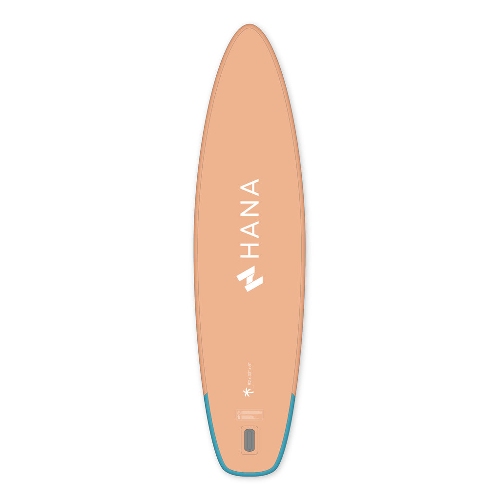 Paddle gonflable HANA California 11’2 coloris Pêche – planche vue de dessous