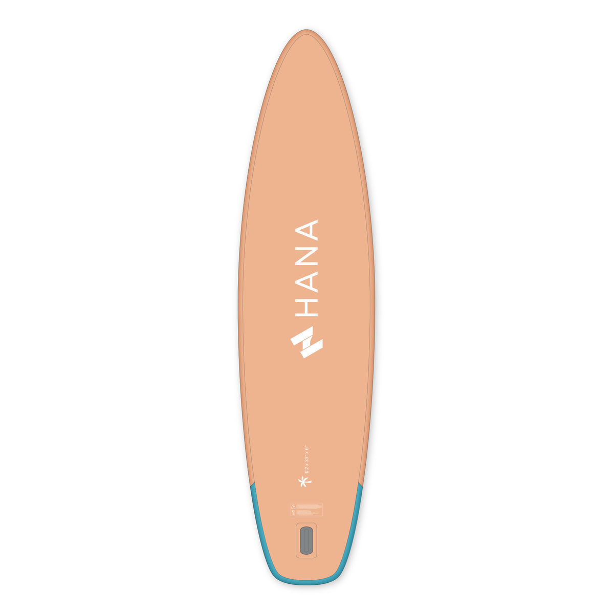 Paddle gonflable HANA California 11’2 coloris Pêche – planche vue de dessous
