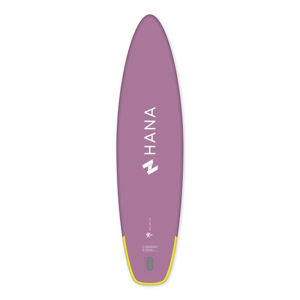 HANA California 11’2 inflatable paddle board in Purple – board bottom view