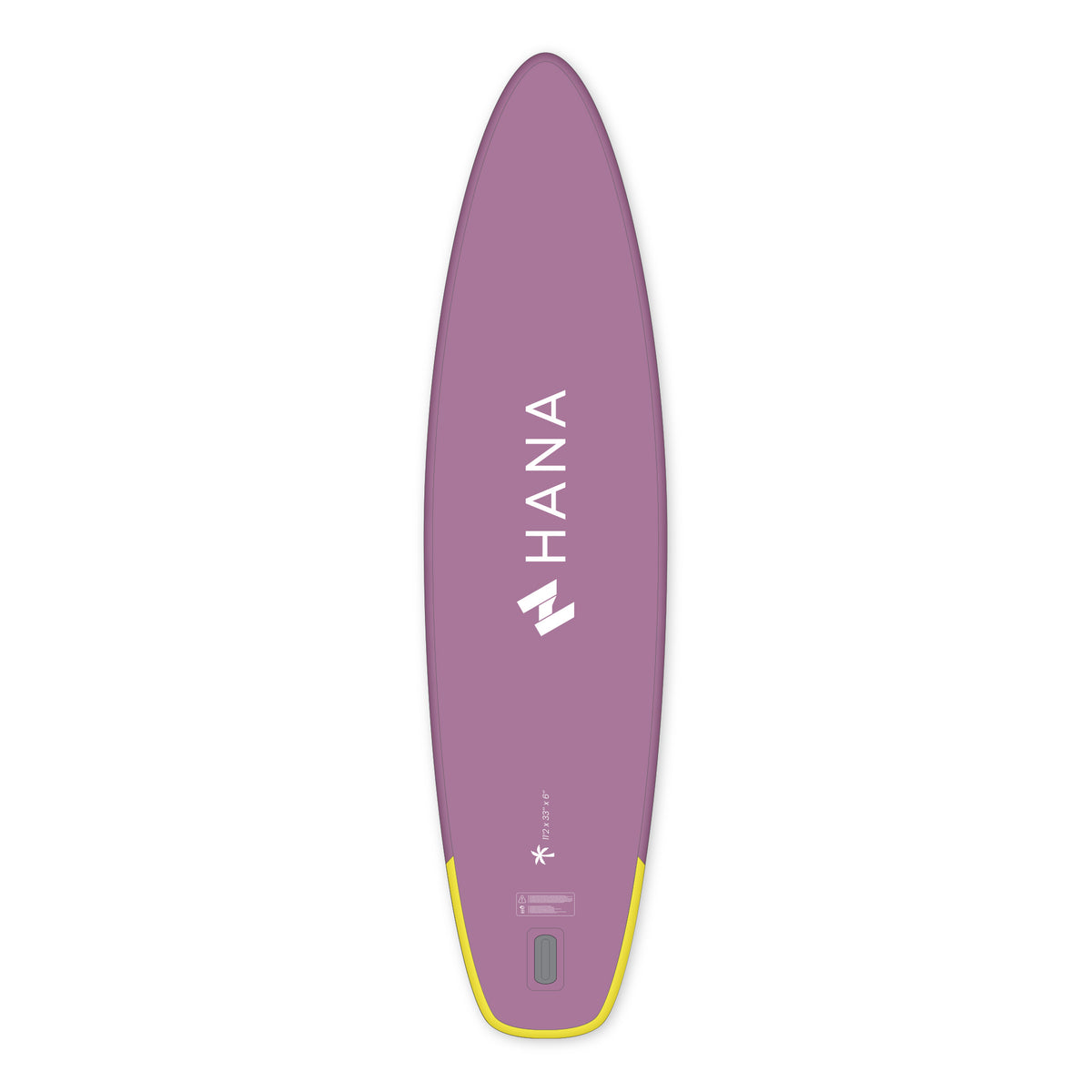 HANA California 11’2 inflatable paddle board in Purple – board bottom view