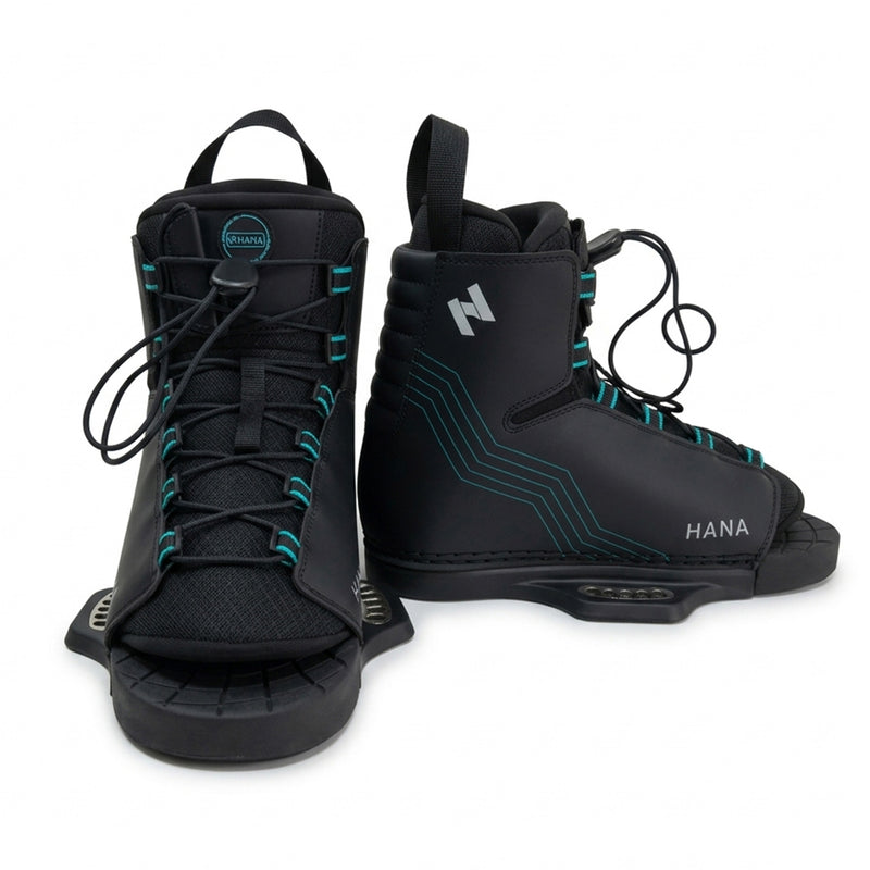 Pair of HANA Carver wake bindings, three-quarter view