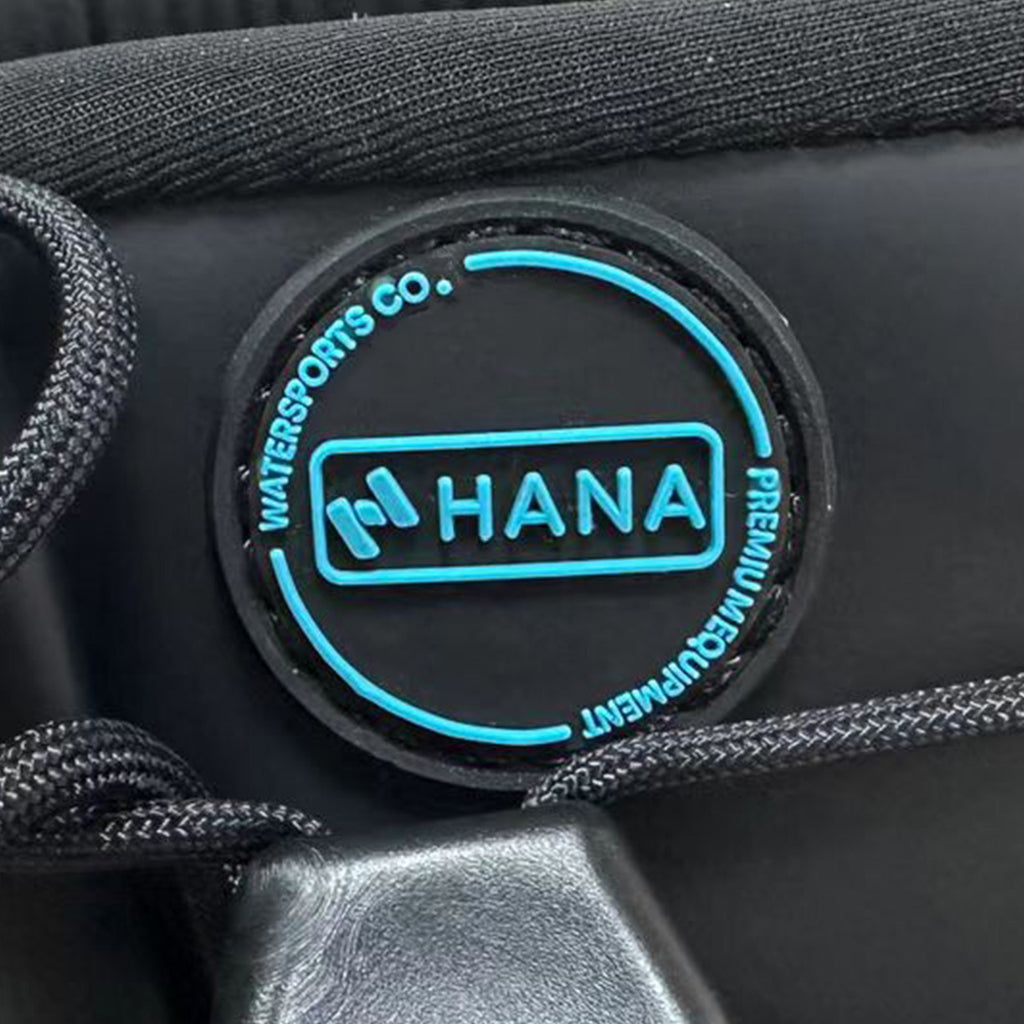 Detail of the HANA logo on the Carver wake bindings