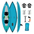 Blue HANA Cruiser 1/2P inflatable kayak – complete package with 2 paddles, 2 seats, pump, fin and bag