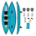 Blue HANA Cruiser 2/3P inflatable kayak – complete package with 3 paddles, 3 seats, pump and bag