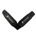 HANA Premium double V footstrap for wingfoil, black – top view with HANA logo