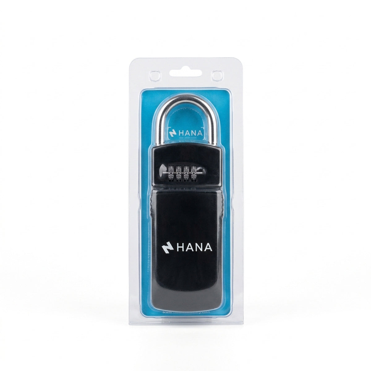 Boîte à clé cadenas à code HANA noire dans son emballage blister
