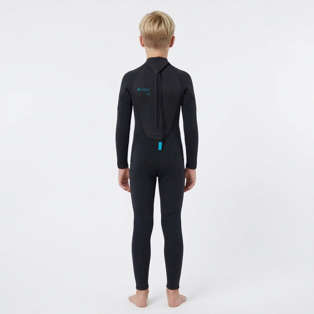 Combinaison néoprène intégrale enfant HANA Kids noir et gris graphite – vue de dos avec zip dorsal