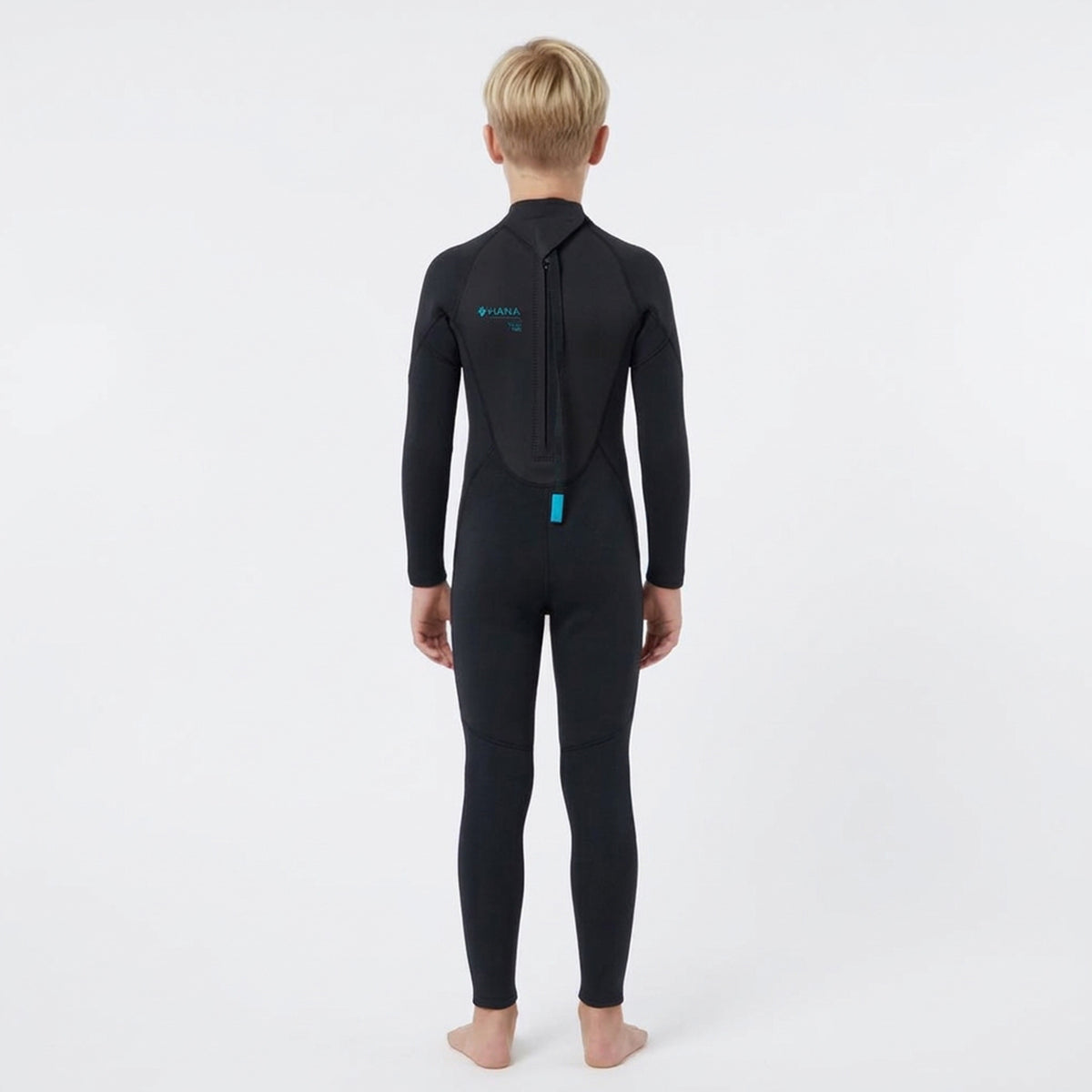 Combinaison néoprène intégrale enfant HANA Kids noir et gris graphite – vue de dos avec zip dorsal