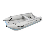 HANA Manta 249 inflatable tender – three-quarter view with oars