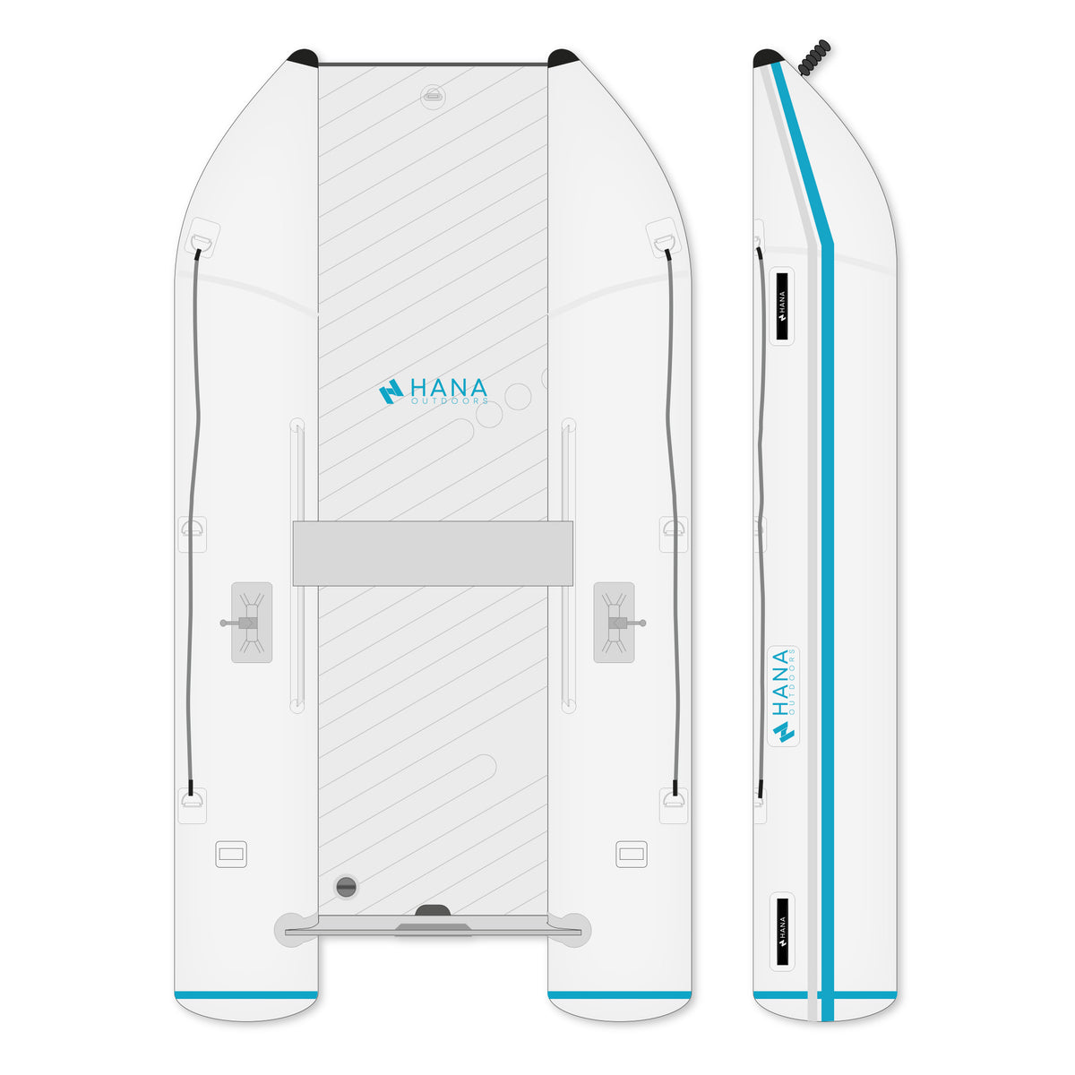 HANA Manta 249 inflatable tender – top and side views