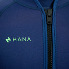 HANA Maui Jacket 2 mm neoprene top in Navy – zip and HANA logo detail