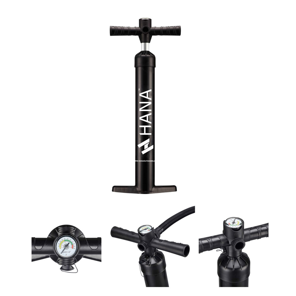 HANA Premium double action pump and pressure gauge close-up