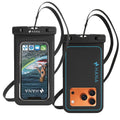 HANA black floating waterproof pouch, front and back view