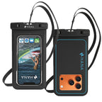 HANA black floating waterproof pouch, front and back view