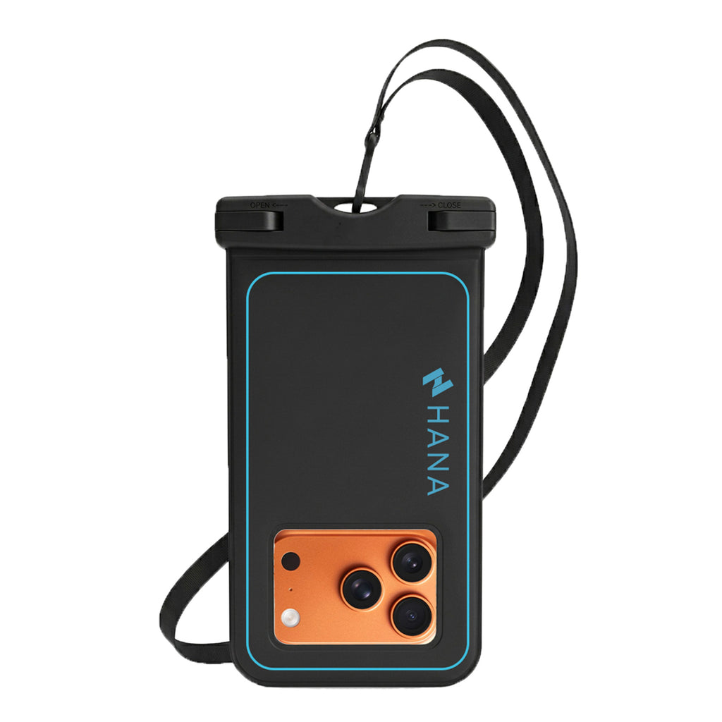 HANA black floating waterproof pouch, back view
