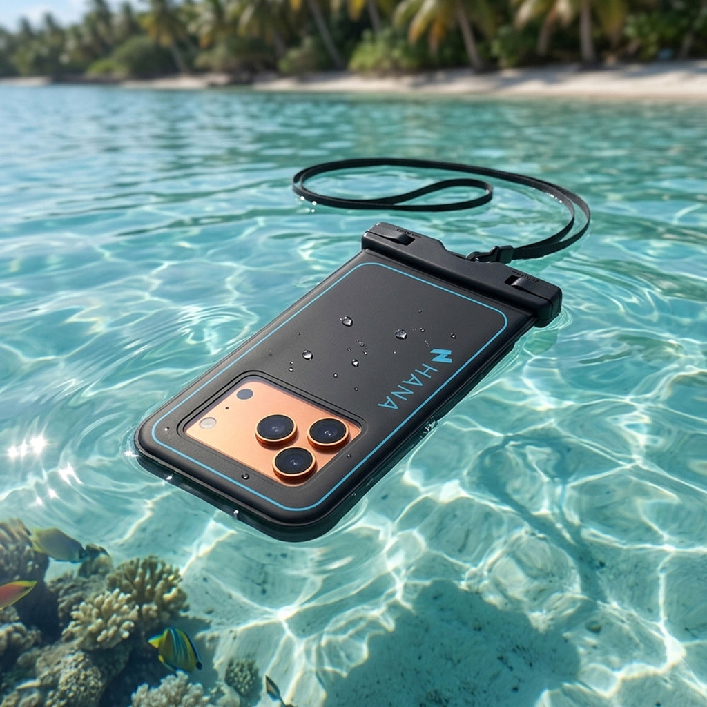 HANA floating waterproof pouch floating on the water