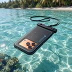 HANA floating waterproof pouch floating on the water