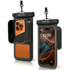 HANA waterproof pouch with accessory pocket, back and front view