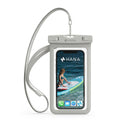 HANA waterproof phone pouch in white with shoulder strap