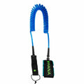 HANA Premium 10' coiled SUP leash, blue coiled cord and neoprene ankle cuff