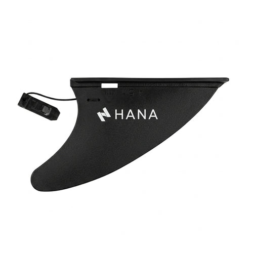 Aileron à clavette 4,5" HANA noir pour planche de surf gonflable, avec sa clavette reliée par un cordon