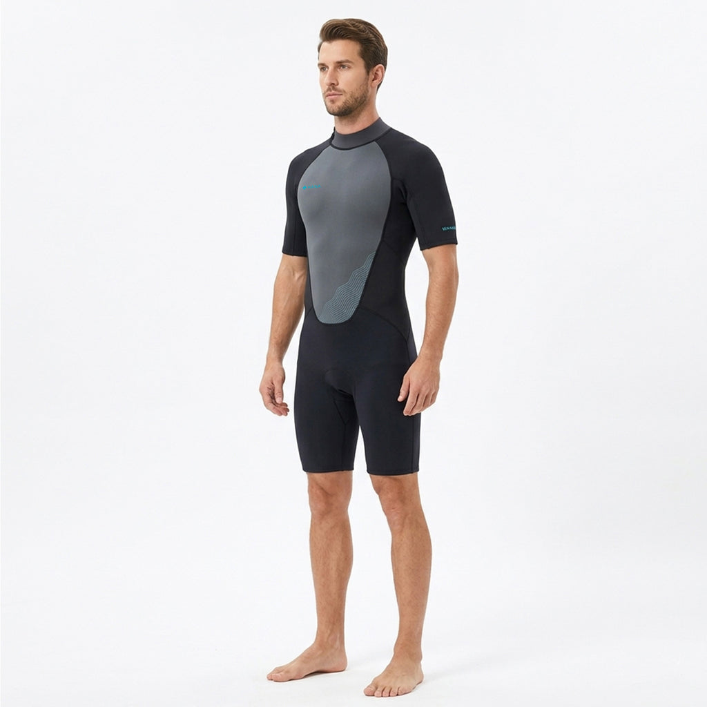 HANA Waimea men’s 3/2 mm shorty wetsuit in Grey – front view