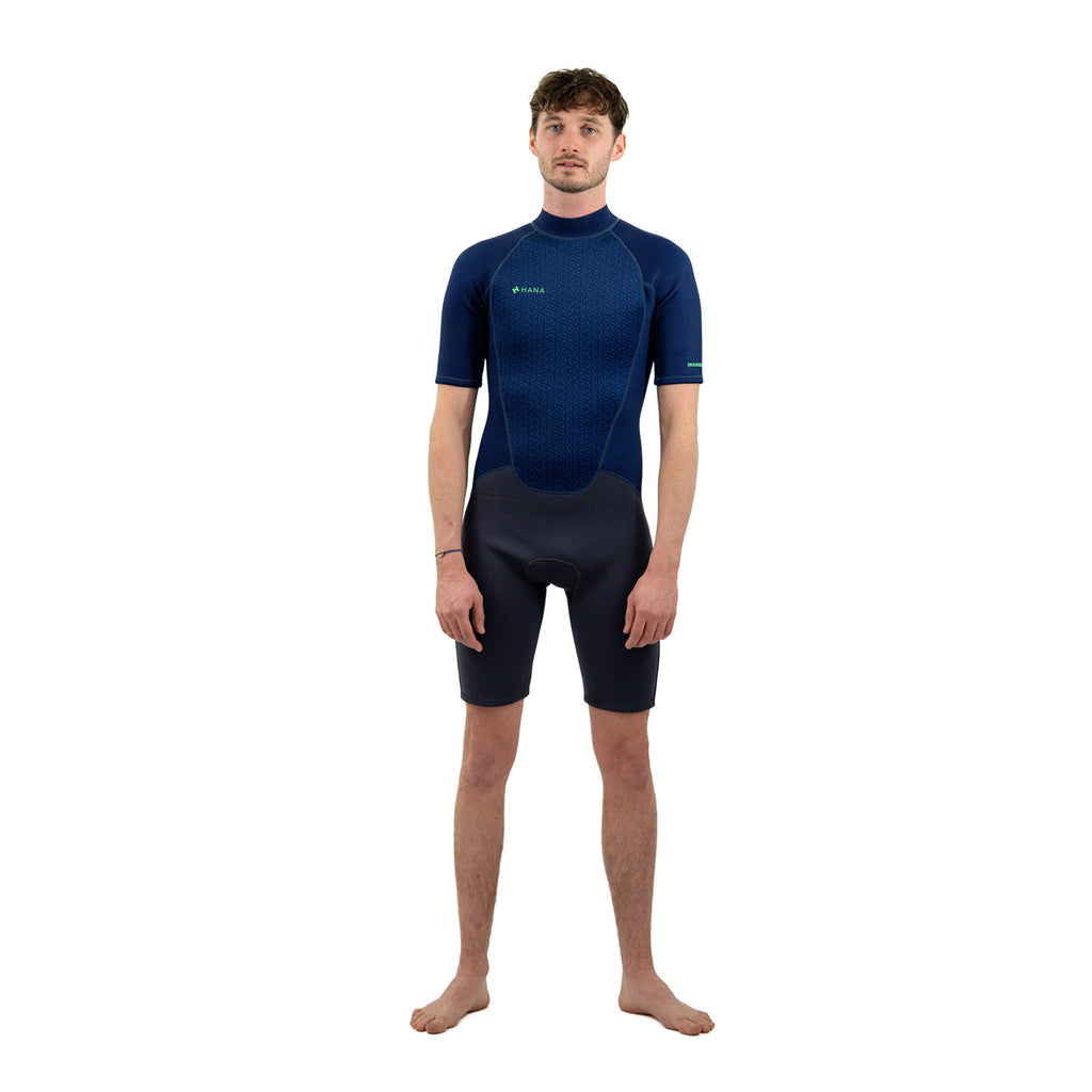 HANA Waimea men’s 3/2 mm shorty wetsuit in Navy – front view