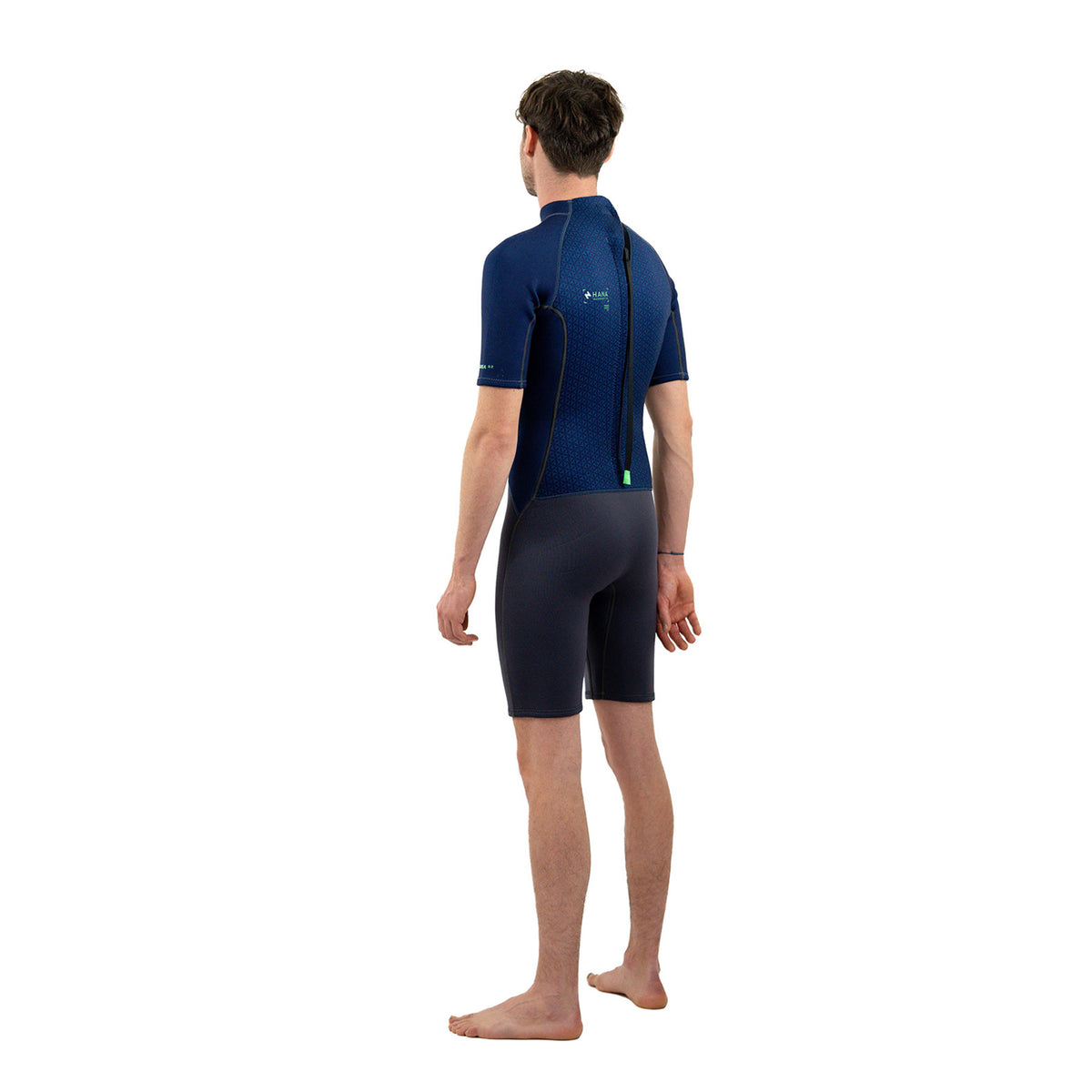 HANA Waimea men’s 3/2 mm shorty wetsuit in Navy – back view