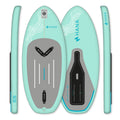 HANA Premium 5'2 (105 L) inflatable wingfoil board in Green Mint, top, bottom and side views