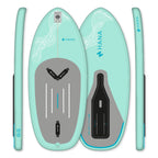 Planche de wingfoil gonflable HANA Premium 5'8 (130 L) Green Mint, dessus, dessous et profil
