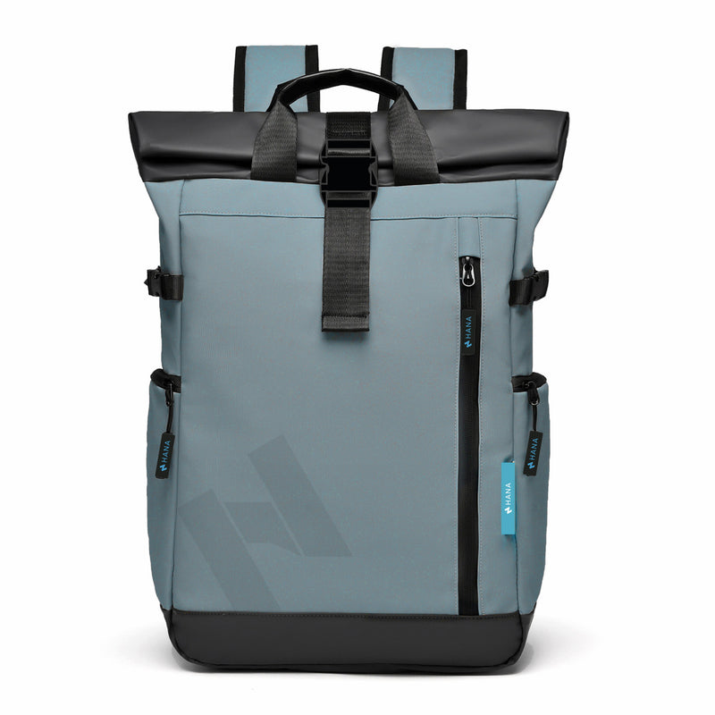 HANA XPlorer 25L water-resistant backpack in Graphite Blue, front view