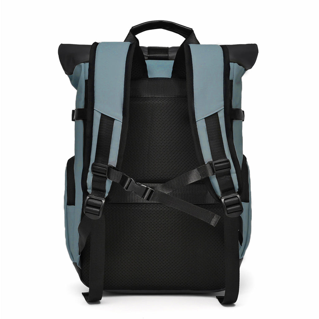 HANA XPlorer 25L backpack in Graphite Blue, back view with padded straps