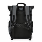 HANA XPlorer 25L backpack in Dark Grey, back view with padded straps